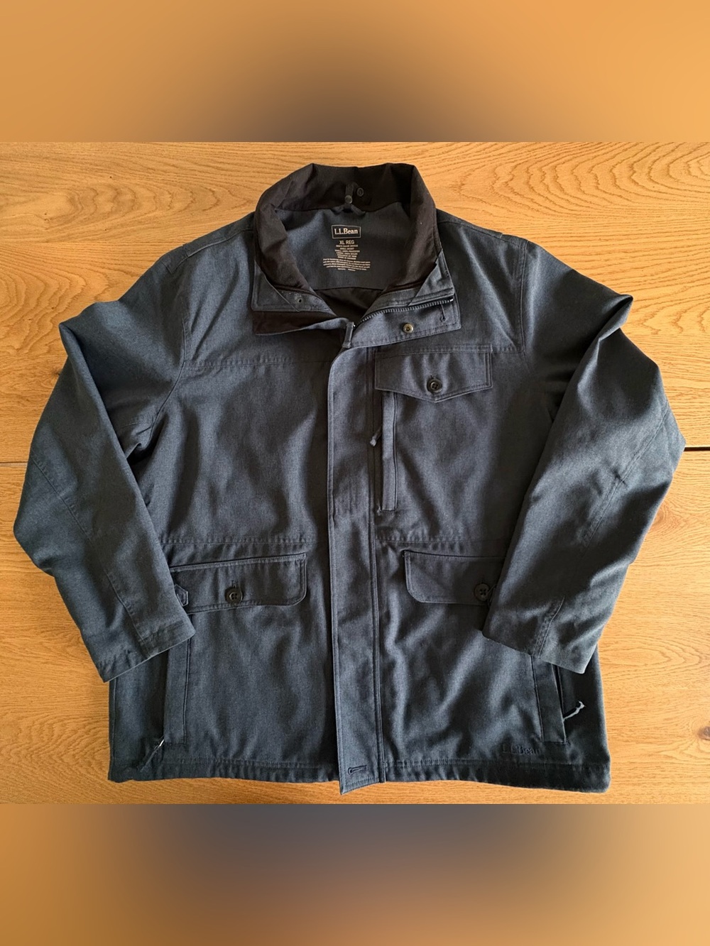 LL Bean Mens Jacket XL Reg Gray Shell Coat Outerwear Zip Up 284416